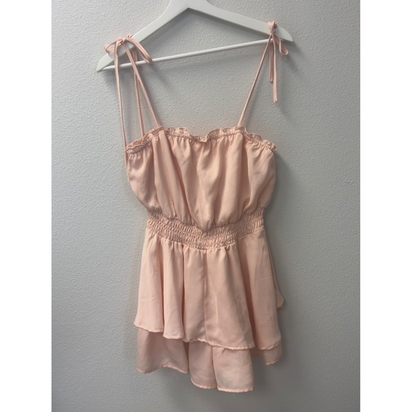 Tie Shoulder Smocked Ruffle Tiered Romper M Coquette Girly Fairycore - Picture 3 of 8